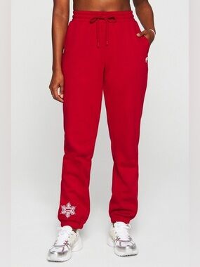 Fabletics Womens Cozy Fleece Go-To Sweatpants NEW Size XXL 1X Red Jogger Ankle